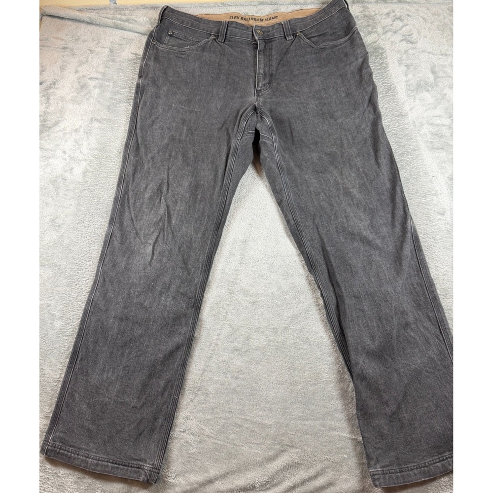Duluth Trading Co Flex Ballroom Jeans 38x34 Gray Stretch Work Denim Heavy Duty